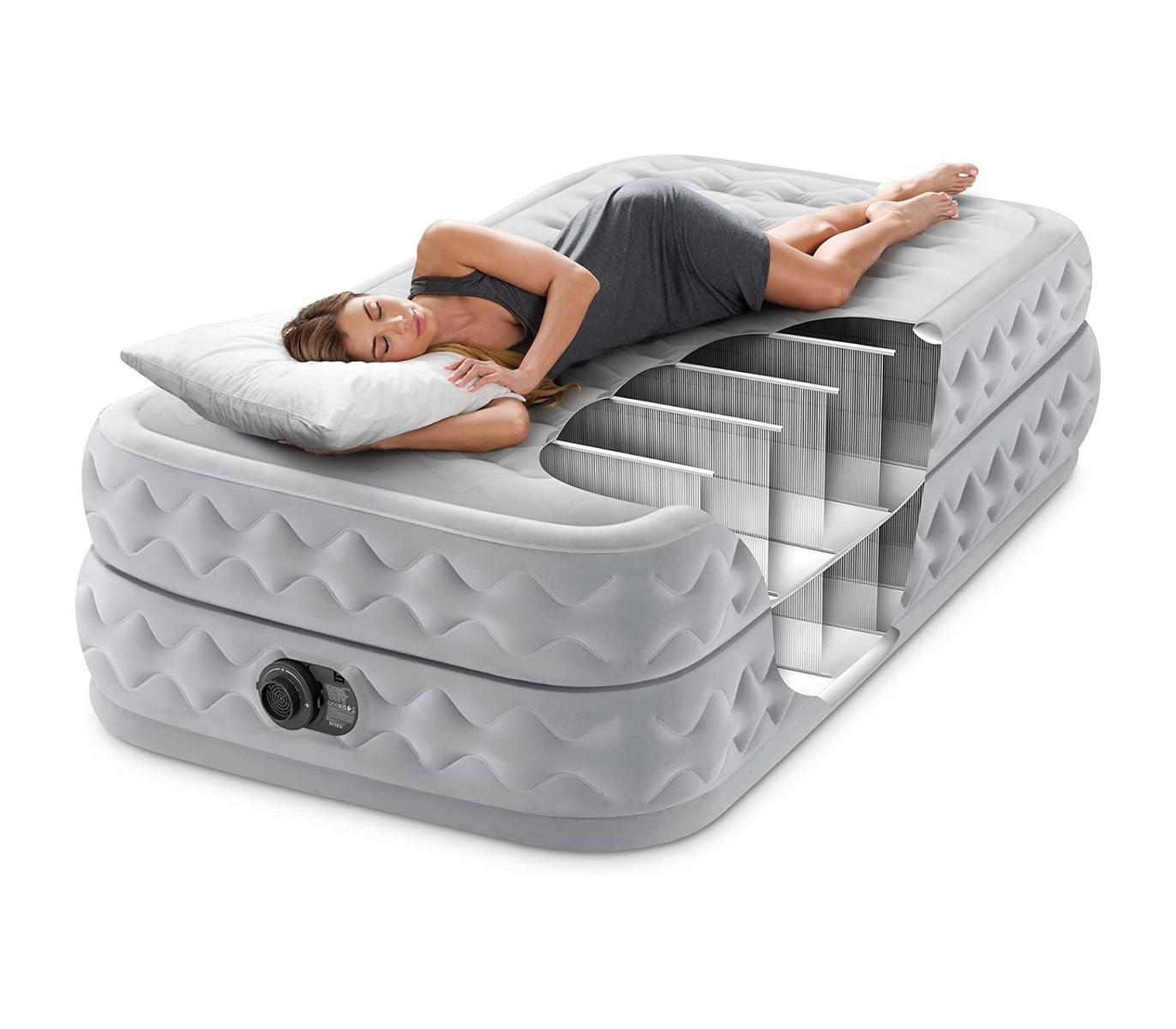 Intex Надуваем матрак Air-Flow Twin Supreme 99х191х51см ⋙ PLS-64488ND ...