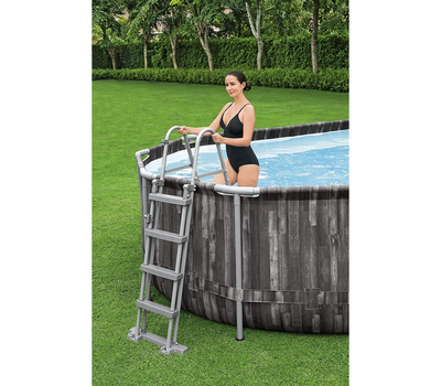 Bestway басейн с тръбна конструкция POWER STEEL Ø732x366x122см имитация на дърво