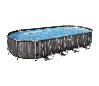 Bestway басейн с тръбна конструкция POWER STEEL Ø732x366x122см имитация на дърво