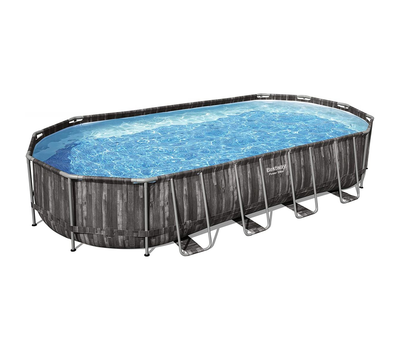 Bestway басейн с тръбна конструкция POWER STEEL Ø732x366x122см имитация на дърво