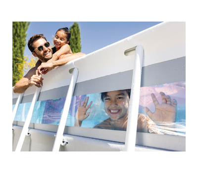 Intex Басейн с тръбна конструкция Prism Frame ClearView Premium правоъгълен 400x200x100 см с помпа и стълба
