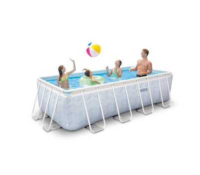 Intex Басейн с тръбна конструкция Chevron Prism Frame правоъгълен 400x200x100 см с помпа и стълба