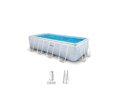 Intex Басейн с тръбна конструкция Chevron Prism Frame правоъгълен 400x200x100 см с помпа и стълба